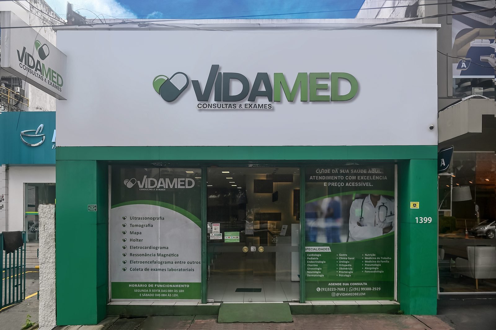 Fachada da VidaMed em Batista Campos, Belém